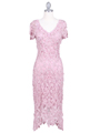 12959 Pink Flower Crochet Dress - Pink, Front View Thumbnail