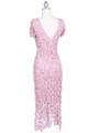 12959 Pink Flower Crochet Dress - Pink, Back View Thumbnail