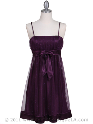 1302 Purple Giltter Cocktail Dress, Purple