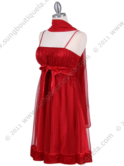 1302 Red Giltter Cocktail Dress - Red, Alt View Medium