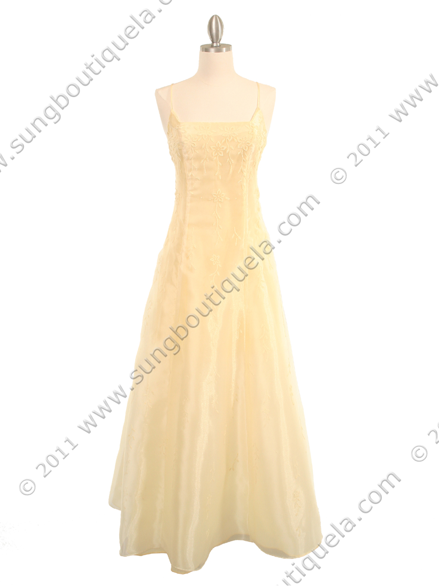 130 Ivory Organza Dress with Faux Mini Pearl - Front Image