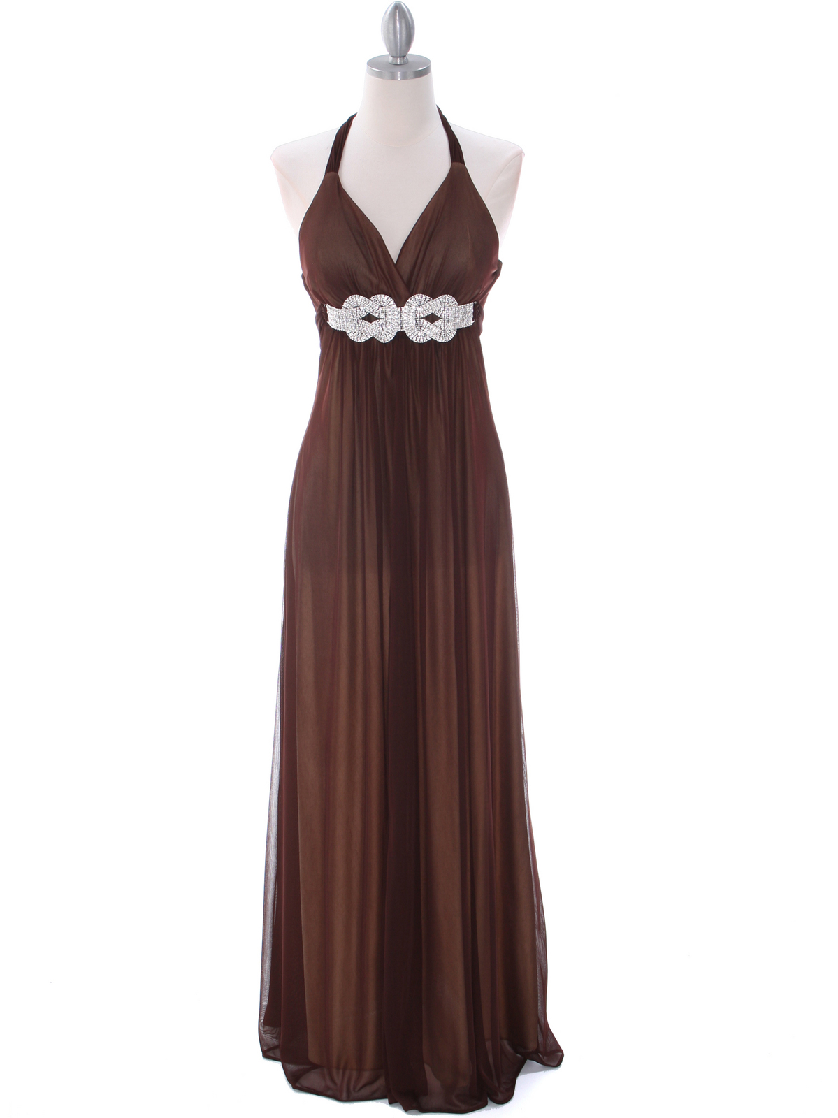 1333 BrownGold Evening Dress - Brown Gold, Front View Medium