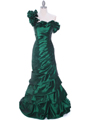 1336 Olive One Shoulder Taffeta Evening Dress - Olive, Front View Thumbnail