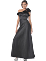 1348 One Shoulder Charmeus Evening Dress - Black, Front View Thumbnail