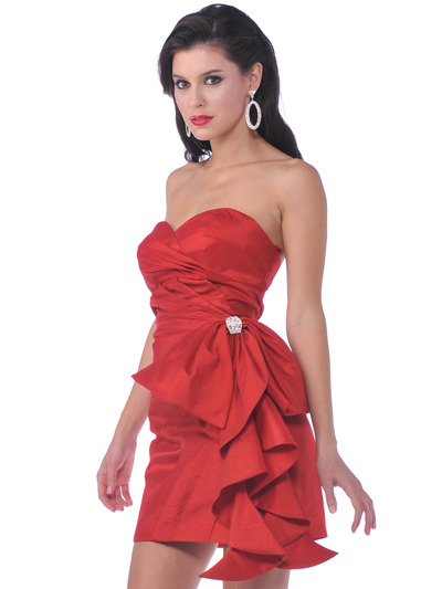1351 Cocktail Dress with Oversize Bow - Red, Front View Medium