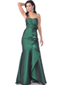 1353 Strapless Evening Dress with Rosette Decore - Green, Front View Thumbnail