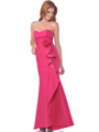 1353 Strapless Evening Dress with Rosette Decore - Hot Pink, Front View Thumbnail