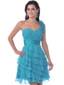 1354 Mint One Shoulder Rosette Strap Cocktail Dress - Alt. Image