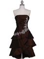 Brown Taffeta Tier Cocktail Dress