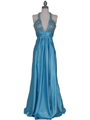 Turquoise Halter Rhinestone Evening Dress