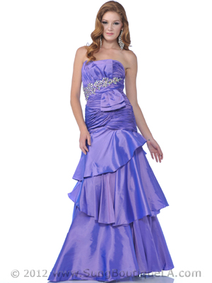 14 Purple Strapless Taffeta Prom Gown, Purple