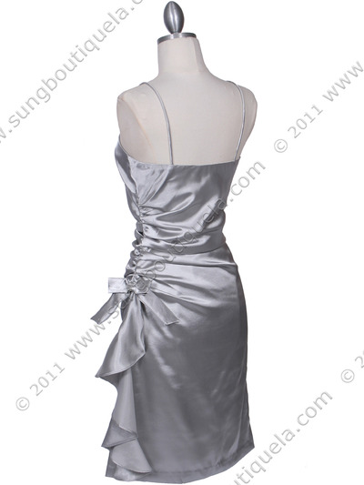 1517 Silver Cocktail Dress - Silver, Back View Medium