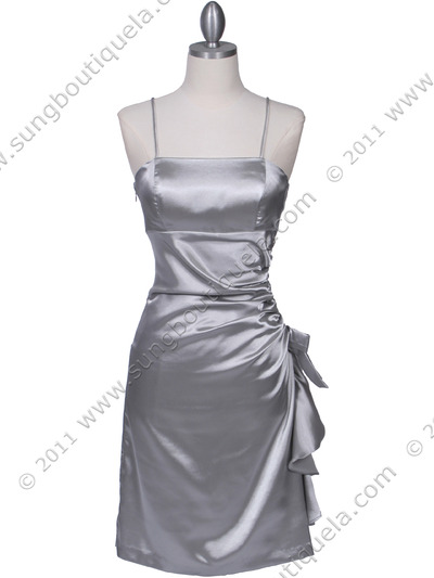 1517 Silver Cocktail Dress - Silver, Front View Medium