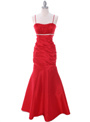 1546 Red Taffeta Evening Dress - Red, Front View Thumbnail