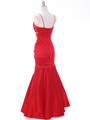 1546 Red Taffeta Evening Dress - Red, Back View Thumbnail