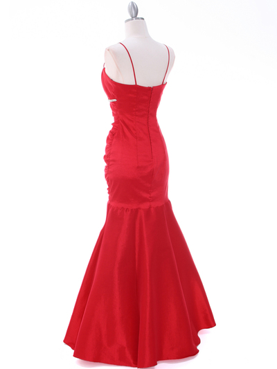 1546 Red Taffeta Evening Dress - Red, Back View Medium