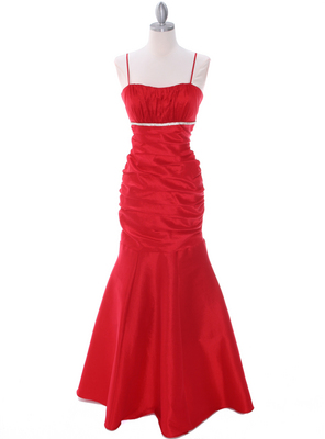 1546 Red Taffeta Evening Dress, Red