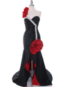Black/Red Taffeta Evening Dress