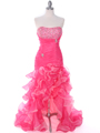 1614 Hot Pink Prom Dress - Hot Pink, Front View Thumbnail