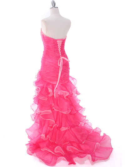 1614 Hot Pink Prom Dress - Hot Pink, Back View Medium