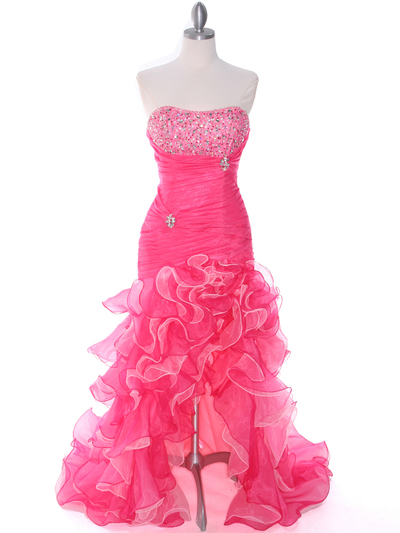 1614 Hot Pink Prom Dress - Hot Pink, Front View Medium