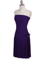 Purple Strapless Pleated Cocktail Dress