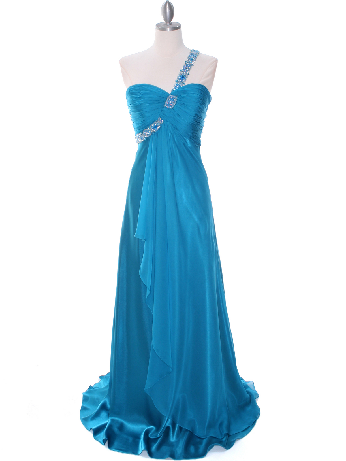 Teal Beaded One Should Prom Evening Dress Sung Boutique L.A.