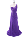 1624  Purple One Shoulder Floral Evening Dress - Front Image