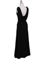 1643 Black Draped Back Evening Dress with Rhinestone Pin - Black, Back View Thumbnail
