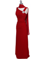 1643 Red Draped Back Evening Dress with Rhinestone Pin - Red, Alt View Thumbnail