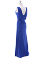 1643 Royal Blue Draped Back Evening Dress with Rhinestone Pin - Royal Blue, Back View Thumbnail