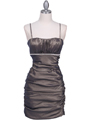 1646 Bronze Stretch Taffeta Pleated Cocktail Dress - Bronze, Front View Thumbnail