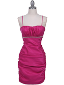 Hot Pink Stretch Taffeta Pleated Cocktail Dress