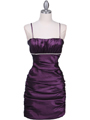 1646 Purple Stretch Taffeta Pleated Cocktail Dress
