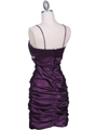 1646 Purple Stretch Taffeta Pleated Cocktail Dress - Purple, Back View Thumbnail