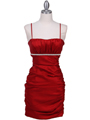 1646 Red Stretch Taffeta Pleated Cocktail Dress - Red, Front View Thumbnail