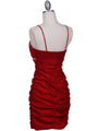 1646 Red Stretch Taffeta Pleated Cocktail Dress - Red, Back View Thumbnail