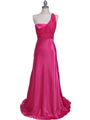165 Hot Pink One Shoulder Evening Dress - Hot Pink, Front View Thumbnail