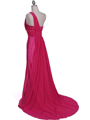 165 Hot Pink One Shoulder Evening Dress - Hot Pink, Back View Thumbnail