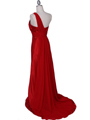 165 Red One Shoulder Evening Dress - Red, Back View Thumbnail