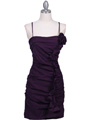 Purple Stretch Taffeta Floral Cocktail Dress