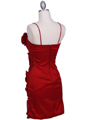 1671 Red Stretch Taffeta Floral Cocktail Dress - Red, Back View Thumbnail