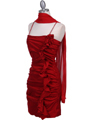 1671 Red Stretch Taffeta Floral Cocktail Dress - Red, Alt View Thumbnail