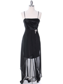 1688 Black Chiffon High Low Evening Dress, Black