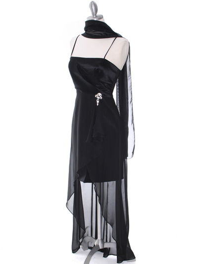 1688 Black Chiffon High Low Evening Dress - Black, Alt View Medium