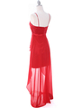 1688 Red Chiffon High Low Evening Dress - Red, Back View Thumbnail