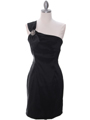 1710 One Shoulder Little Black Dress - Black, Front View Thumbnail