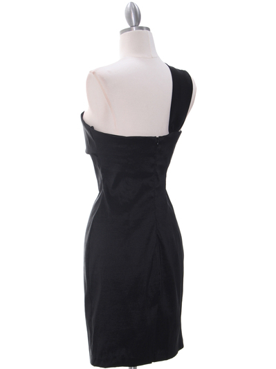 1710 One Shoulder Little Black Dress - Black, Back View Medium