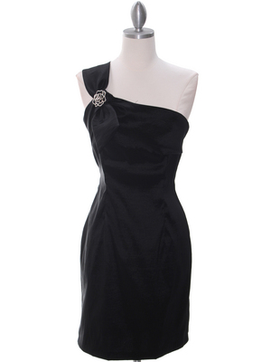 1710 One Shoulder Little Black Dress, Black