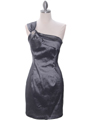 1710 Charcoal One Shoulder Cocktail Dress - Charcoal, Front View Thumbnail